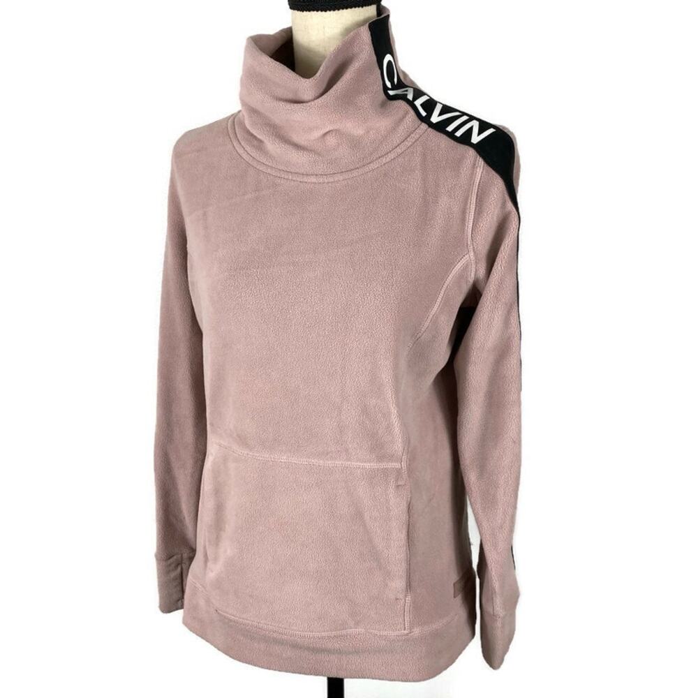Calvin Klein Performance Fleece Sweatshirt Mock Neck Pink Womens Sz XS Active